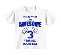 C'est CE qu'un Awesome 3 ans Looks Like Blanc T-shirt Bleu Text bébé tout-petit enfants Disponible en tailles 0-6 mois à 14-15 ans 3ème anniversaire T-shirt blanc blanc 18-24 mois