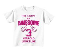 C'est CE qu'un Awesome 3 ans Looks Like Blanc T-shirt Rose Text bébé tout-petit enfants Disponible en tailles 0-6 mois à 14-15 ans 3ème anniversaire T-shirt blanc blanc 24-36 Months