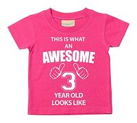 C'est CE qu'un Awesome 3 ans Looks Like Rose T-shirt bébé tout-petit enfants Disponible en tailles 0-6 mois à 14-15 ans 3ème anniversaire T-shirt rose rose 6-12 mois
