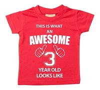 C'est CE qu'un Awesome 3 ans Looks Like Rouge T-shirt bébé tout-petit enfants Disponible en tailles 0-6 mois à 14-15 ans 3ème anniversaire T-shirt rouge Red 14-15 Years