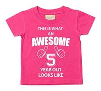 C'est CE qu'un Awesome 5 ans Looks Like Rose T-shirt bébé tout-petit enfants Disponible en tailles 0-6 mois à 14-15 ans 5ème anniversaire T-shirt rose rose 12-18 mois