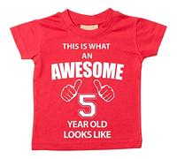 C'est CE qu'un Awesome 5 ans Looks Like Rouge T-shirt bébé tout-petit enfants Disponible en tailles 0-6 mois à 14-15 ans 5ème anniversaire T-shirt rouge Red 14-15 Years