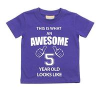 C'est CE qu'un Awesome 5 ans Looks Like Violet T-shirt bébé tout-petit enfants Disponible en tailles 0-6 mois à 14-15 ans 5ème anniversaire T-shirt violet violet 6-12 mois
