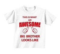 C'est CE qu'un Awesome Big Brother Looks Like Blanc Texte Rouge pour bébé enfant Disponible en tailles 0-6 mois pour 14-15 ans Nouveau bébé sœur Cadeau blanc blanc 12-13 Years