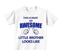 C'est CE qu'un Awesome Little Brother Looks Like Blanc T-shirt Bleu Text bébé tout-petit enfants Disponible en tailles 0-6 mois pour 14-15 ans Nouveau bébé sœur Cadeau blanc blanc 14-15 Years