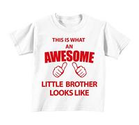 C'est CE qu'un Awesome Little Brother Looks Like Blanc Texte Rouge pour bébé enfant Disponible en tailles 0-6 mois pour 14-15 ans Nouveau bébé sœur Cadeau blanc blanc 3-4 ans
