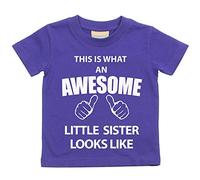 C'est CE qu'un Awesome Little Sister Looks Like Violet T-shirt Texte pour bébé enfants Disponible en tailles 0-6 mois pour 14-15 ans Nouveau bébé sœur Cadeau violet violet 5-6 ans