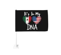 C'est dans mon ADN ! Drapeaux du Mexique et des États-Unis en forme de cœur, à clipser sur la vitre de votre voiture. Décoration de protection solaire, bannière double face de 30 x 45 cm pour camion.