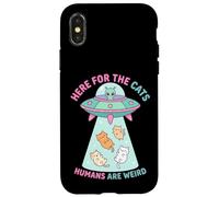 C'est drôle Ici pour Les Chats, Les Humains sont Une étrange Rencontre Extraterrestre Coque pour iPhone X/XS