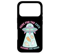 C'est drôle Ici pour Les Chats, Les Humains sont Une étrange Rencontre Extraterrestre Coque pour iPhone 17 Pro
