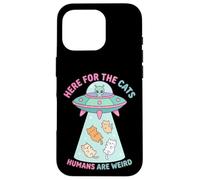 C'est drôle Ici pour Les Chats, Les Humains sont Une étrange Rencontre Extraterrestre Coque pour iPhone 16 Pro