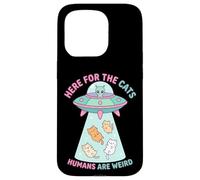C'est drôle Ici pour Les Chats, Les Humains sont Une étrange Rencontre Extraterrestre Coque pour iPhone 15 Pro