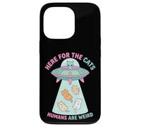 C'est drôle Ici pour Les Chats, Les Humains sont Une étrange Rencontre Extraterrestre Coque pour iPhone 13 Pro