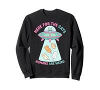 C'est drôle Ici pour Les Chats, Les Humains sont Une étrange Rencontre Extraterrestre Sweatshirt