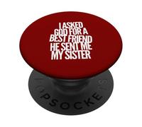 C'est drôle, J'Ai demandé à Dieu Un Meilleur ami, Une sœur, Un frère ou Une sœur PopSockets PopGrip Adhésif