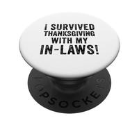 C'est drôle, J'Ai survécu à Thanksgiving avec ma Belle-Famille Turkey Gag PopSockets PopGrip Adhésif