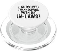 C'est drôle, J'Ai survécu à Thanksgiving avec ma Belle-Famille Turkey Gag PopSockets PopGrip pour MagSafe