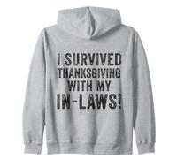 C'est drôle, J'Ai survécu à Thanksgiving avec ma Belle-Famille Turkey Gag Sweat à Capuche