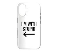 C'est drôle, Je suis avec Une Blague Stupide et Une flèche pointant vers la Gauche Coque pour iPhone 17