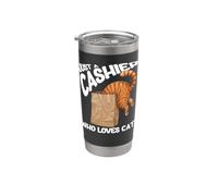C'est drôle, juste un caissier qui aime les chats, un employé de magasin de détail Gobelet isotherme en acier inoxydable double paroi