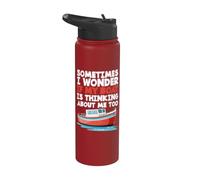 C'est drôle, parfois, je me demande si mon bateau pense aussi à moi Stainless Steel Insulated Water Bottle