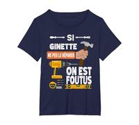 C'est drôle si Ginette ne Peut Pas Le réparer, Personne ne T-Shirt, Femme Grandes Tailles, Bleu Marine, 2X