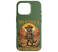 C'est en Fait Mon Premier rodéo Raccoon Cowboy Western Rodeo Coque pour iPhone 16 Pro