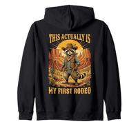 C'est en Fait Mon Premier rodéo Raccoon Cowboy Western Rodeo Sweat à Capuche