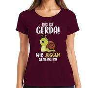 C'est Gerda nous courons ensemble escargot équipe de course coureur humour T-shirt femme, Bourgogne, M