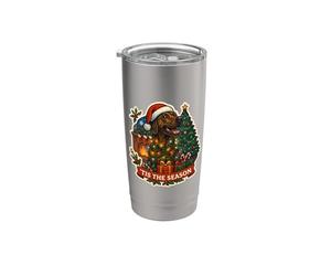C'est la saison Plott Hound Dog Joyeux Noël, maman, papa, Noël Gobelet isotherme en acier inoxydable double paroi