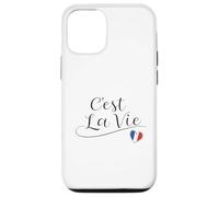 C'est la Vie avec Citation en Anglais « French Flag » en Forme de cœur Coque pour iPhone 12/12 Pro