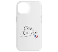 C'est la Vie avec Citation en Anglais « French Flag » en Forme de cœur Coque pour iPhone 14