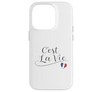 C'est la Vie avec Citation en Anglais « French Flag » en Forme de cœur Coque pour iPhone 14 Pro