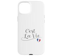 C'est la Vie avec Citation en Anglais « French Flag » en Forme de cœur Coque pour iPhone 15 Plus