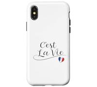 C'est la Vie avec Citation en Anglais « French Flag » en Forme de cœur Coque pour iPhone X/XS