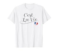 C'est la Vie avec Citation en Anglais « French Flag » en Forme de cœur T-Shirt Graphique avec Valeur
