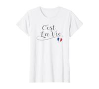 C'est la Vie avec Citation en Anglais « French Flag » en Forme de cœur T-Shirt Graphique avec Valeur
