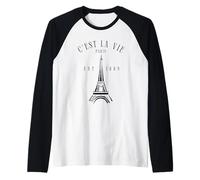 C'est la Vie Paris Lovers Tour Eiffel Vintage Paris France Manche Raglan