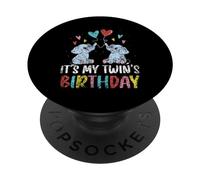 C'est l'anniversaire de Mon jumeau Twin Cute Twins Celebrate PopSockets PopGrip Adhésif