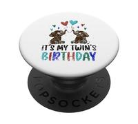 C'est l'anniversaire de Mon jumeau Twin Cute Twins Celebrate PopSockets PopGrip Adhésif