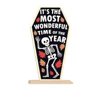 C'est le merveilleux de l'année Panneau en bois Halloween Squelette dansant Panneau de ferme Panneau gothique Panneau de porte d'automne Panneau en bois squelette Saison d'Halloween Wal (A, One Size)