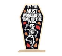 C'est le merveilleux de l'année Panneau en bois Halloween Squelette dansant Panneau de ferme Panneau gothique Panneau de porte d'automne Panneau en bois squelette Saison d'Halloween Wal (B, One Size)