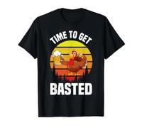 C'est l'heure de Boire Un Verre rétro pour Thanksgiving T-Shirt Graphique avec Valeur, Homme, Noir, XL