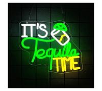 C'est l'heure de la tequila pour le verre à vin au néon avec lumière LED intensité variable pour alimentation pour USB 29 cm x 24,5