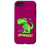 C'est Mardi Grawwrr! Mardi Gras T-Rex Portant des Perles de Dessin animé Coque pour iPhone SE (2020) / 7/8