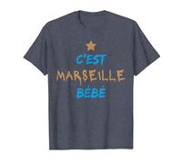 C'est Marseille BéBé - Cadeau - Punchline - T-Shirt, Homme, Bleu Chiné, S
