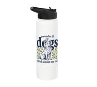 C'est mignon, je me demande si les chiens pensent à moi, trop drôle, amoureux des chiens Stainless Steel Insulated Water Bottle