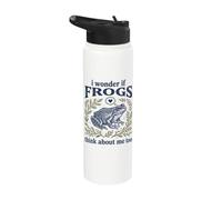C'est mignon, je me demande si les grenouilles pensent que je suis trop amphibien Stainless Steel Insulated Water Bottle