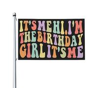 C'est moi, salut, je suis anniversaire filles, toutes saisons, drapeau de jardin, bannière de cour pour cour, drapeaux de décoration extérieure imprimés Double face