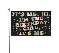 C'est moi, salut, je suis anniversaire filles, toutes saisons, drapeau de jardin, bannière de cour pour cour, drapeaux de décoration extérieure imprimés Double face